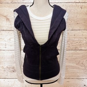 Free People Blue Sleeveless Zip Hoodie Size (S) & Free People White Top size (S)